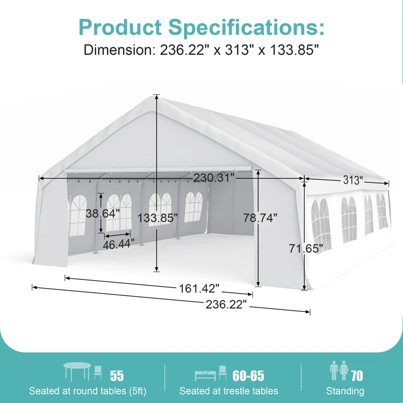 White Steel Frame Tent (20 FT x 26 FT).