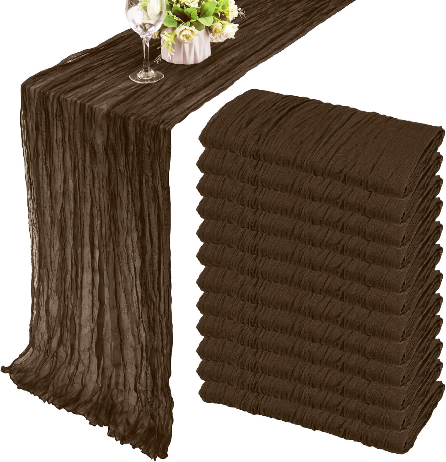 Brown Cheesecloth Table Runner (35" x 120")