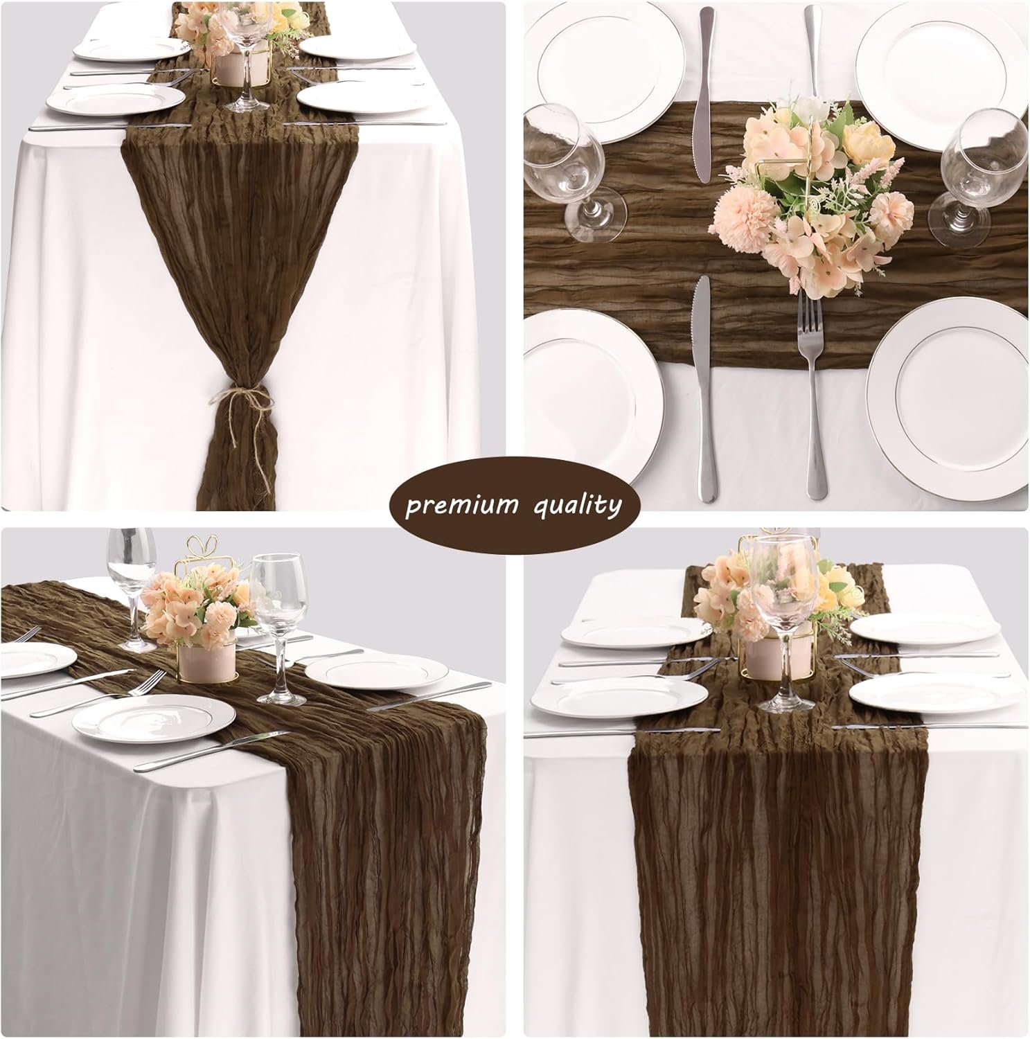 Brown Cheesecloth Table Runner (35" x 120") - Image 2