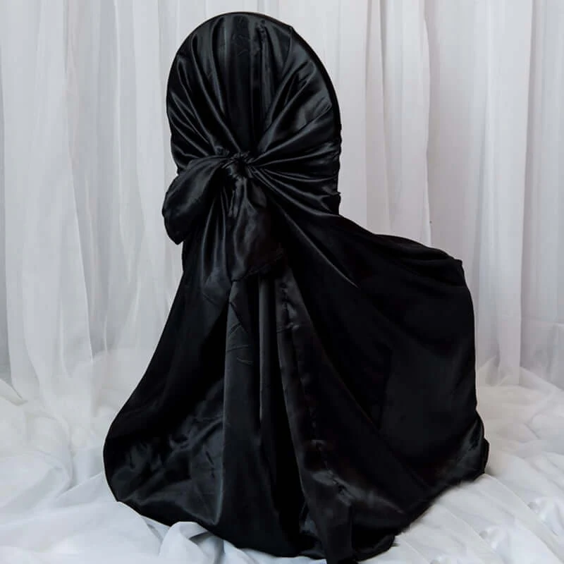 Black Universal Satin Chair Covers