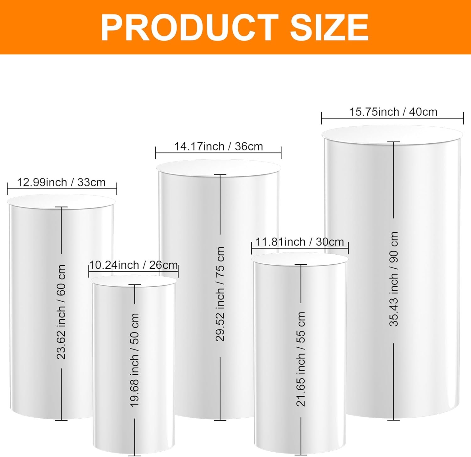 5-Piece Cylinder Pedestal Stand Set - Image 2