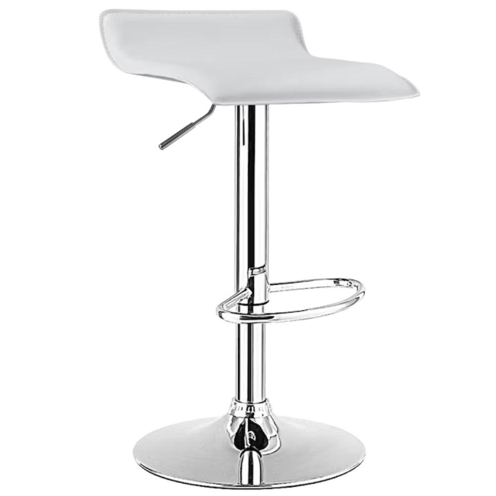 Swivel Bar Stool White Leather - Image 2