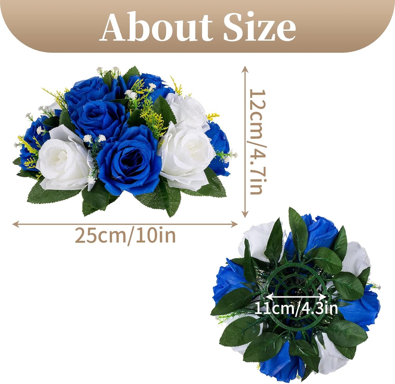 Royal Blue & White Artificial Flower Balls - Image 3