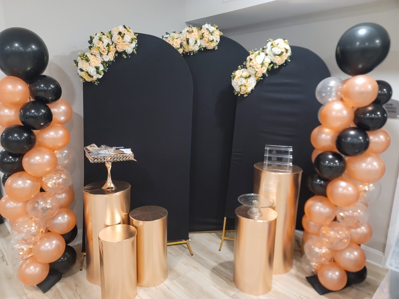 rose gold and black